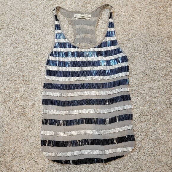 ☀️All Saints eye-catching Iridescent Sequin Scoop Neck Tank Top Small - Picture 1 of 8
